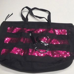 VICTORIA SECRET Black / Pink Beach Bag